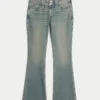 Low-Rise Butterfly Embroidery Medium Wash Bootcut Jeans