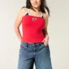 Low-Rise Dark Wash American Flag Graphic Baggy Jort