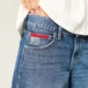 Low-Rise Dark Wash American Flag Graphic Baggy Jort