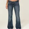 Low-Rise Dark Wash Belted Bootcut Jeans