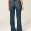 Low-Rise Dark Wash Belted Bootcut Jeans