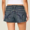 Low-Rise Dark Wash Denim Mini Shorts