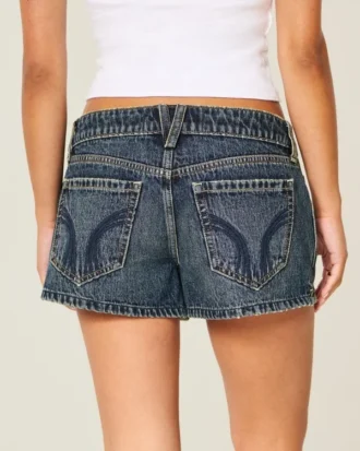 Low-Rise Dark Wash Denim Mini Shorts