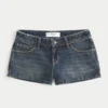 Low-Rise Dark Wash Denim Mini Shorts