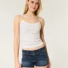 Low-Rise Dark Wash Denim Shortie Shorts