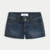 Low-Rise Dark Wash Denim Shortie Shorts