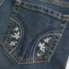 Low-Rise Dark Wash Embroidered Bootcut Jeans
