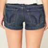 Low-Rise Dark Wash Embroidered Denim Shortie Shorts Low-Rise Dark Wash Embroidered Denim Shortie Shorts
