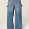 Low-Rise Dark Wash Floral Embroidery Baggy Jeans Low-Rise Dark Wash Floral Embroidery Baggy Jeans
