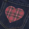 Low-Rise Dark Wash Plaid Pocket Denim Mini Skort