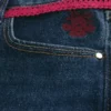 Low-Rise Dark Wash Red Tie Waist Bootcut Jeans Low-Rise Dark Wash Red Tie Waist Bootcut Jeans