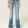 Low-Rise Distressed Medium Wash Bootcut Jeans