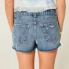 Low-Rise Distressed Medium Wash Denim Mini Shorts Low-Rise Distressed Medium Wash Denim Mini Shorts