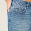 Low-Rise Embroidered Bow Denim Mini Skort