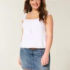 Low-Rise Embroidered Denim Mini Skort