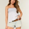 Low-Rise Light Wash Denim Mini Shorts