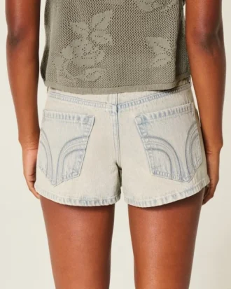 Low-Rise Light Wash Denim Mini Shorts