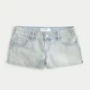 Low-Rise Light Wash Denim Mini Shorts