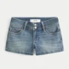 Low-Rise Light Wash Denim Shortie Shorts Low-Rise Light Wash Denim Shortie Shorts