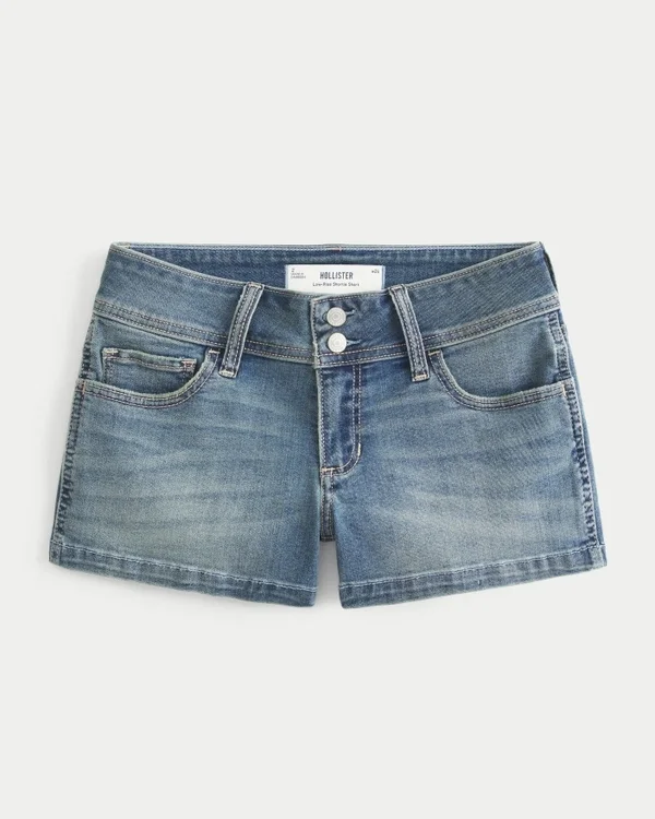 Low-Rise Light Wash Denim Shortie Shorts Low-Rise Light Wash Denim Shortie Shorts