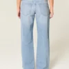 Low-Rise Light Wash Studded Bows Baggy Jeans