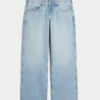 Low-Rise Light Wash Studded Bows Baggy Jeans