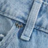 Low-Rise Light Wash Studded Bows Baggy Jeans