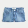 Low-Rise Medium Wash Denim Shortie Shorts