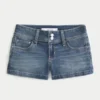 Low-Rise Medium Wash Denim Shortie Shorts