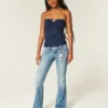 Low-Rise Medium Wash Embroidered Florals Bootcut Jeans