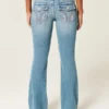 Low-Rise Medium Wash Embroidered Florals Bootcut Jeans