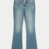 Low-Rise Medium Wash Embroidered Florals Bootcut Jeans
