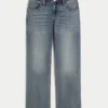 Low-Rise Medium Wash Relaxed Straight Jeans