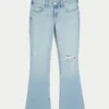 Low-Rise Ripped Light Wash Embroidered Bootcut Jeans