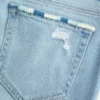 Low-Rise Ripped Light Wash Embroidered Bootcut Jeans