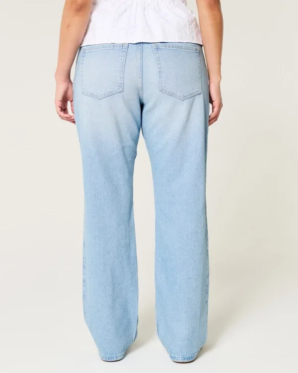 Low-Rise Ripped Light Wash Relaxed Straight Jeans Low-Rise Ripped Light Wash Relaxed Straight Jeans