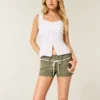 Low-Rise Shoelace Waist Poplin Shortie Shorts