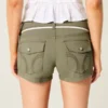 Low-Rise Shoelace Waist Poplin Shortie Shorts