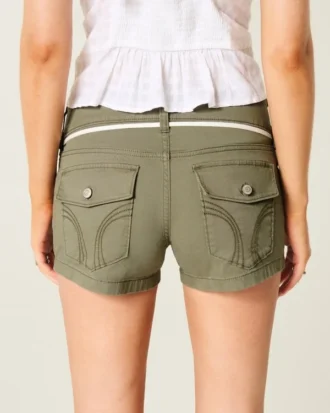 Low-Rise Shoelace Waist Poplin Shortie Shorts