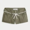 Low-Rise Shoelace Waist Poplin Shortie Shorts