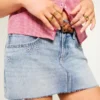 Low-Rise Star Embroidered Denim Mini Skort