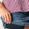 Low-Rise Studded Denim Mini Skort