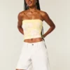 Low-Rise White Adjustable Waistband Baggy Jort