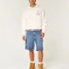 Medium Wash Baggy Painter Denim Shorts