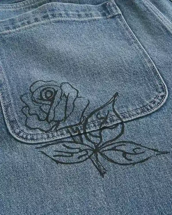 Medium Wash Doodle Baggy Jeans Medium Wash Doodle Baggy Jeans