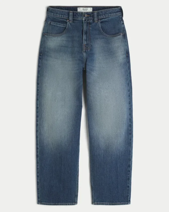 Medium Wash Eagle Graphic Skater Baggy Jeans Medium Wash Eagle Graphic Skater Baggy Jeans