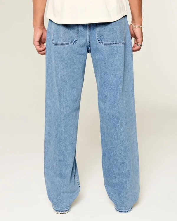 Medium Wash Embroidered Baggy Jeans Medium Wash Embroidered Baggy Jeans