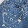 Medium Wash Embroidered Chain Denim Mini Skort