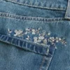 Medium Wash Embroidered Denim Mini Skort