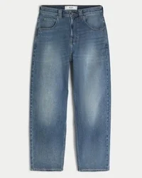 Medium Wash Embroidered Shark Graphic Skater Baggy Jeans